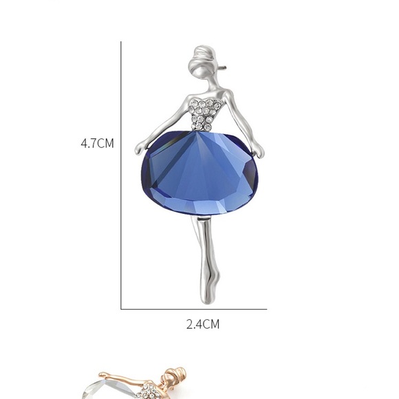 ‼️5 for $25 SALE‼️ Mini Ballerina RhinestoneBrooch - Picture 7 of 8